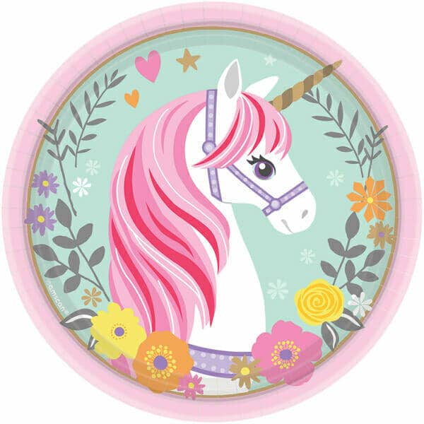 Magical Unicorn Round Paper Plates 18cm - 8pk