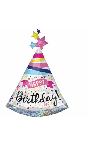 Holographic SuperShape Happy Birthday Sparkle Banner Foil Balloon - 68cm x 91cm