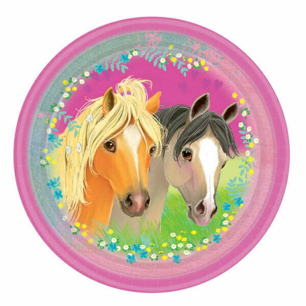 Pretty Pony Plates Round Papier 23cm - 8pk