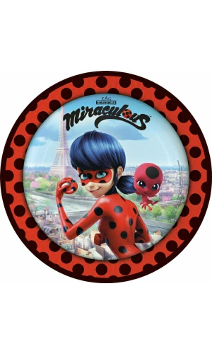Miraculous Round Paper Plates 23cm - 8pk