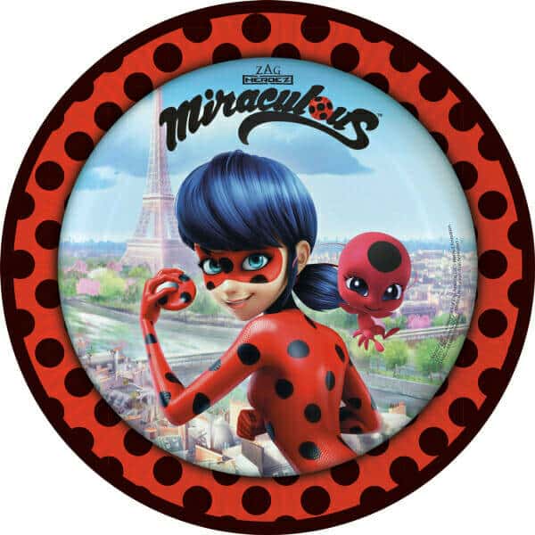 Miraculous Round Paper Plates 23cm - 8pk