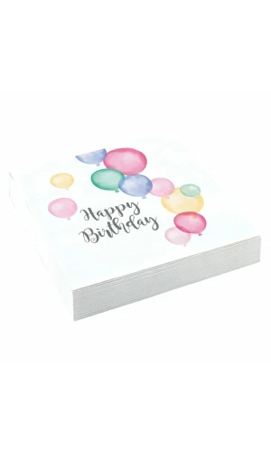 Napkins Happy Birthday Pastel 33 x 33cm - 20pk