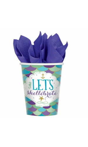 Mermaid Wishes Paper Cups 250ml - 8pk