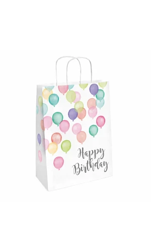 Paper Bag Happy Birthday Pastel 31.5 x 13.1cm - 2pk
