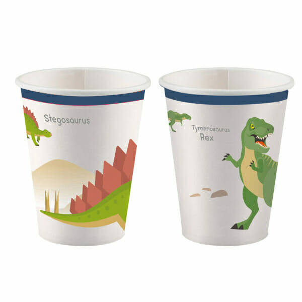 Happy Dinosaur Paper Cups 250ml - 8pk