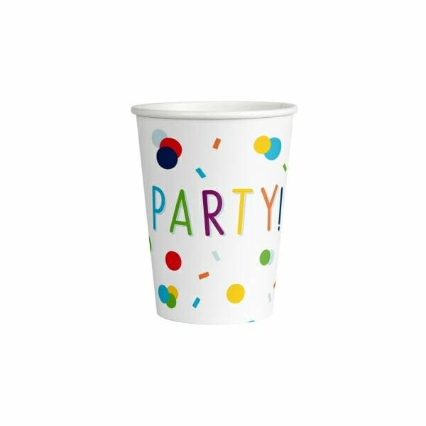 Confetti Birthday Paper Cups 250ml - 8pk