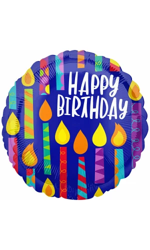 Happy Birthday Candles Foil Balloon - 18"/46cm
