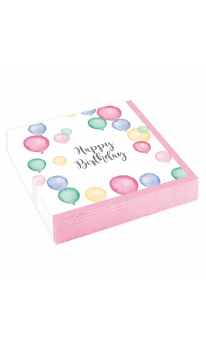 Napkins Happy Birthday Pastel 25 x 25cm - 20pk