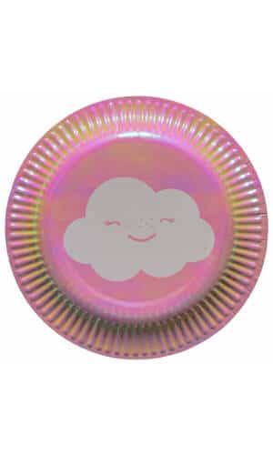 Rainbow & Cloud Round Paper Plates 18cm - 8pk