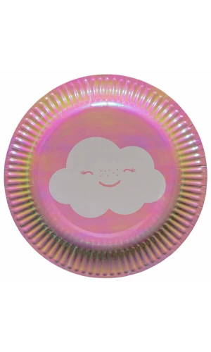 Rainbow & Cloud Round Paper Plates 18cm - 8pk