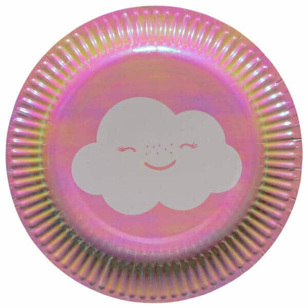 Rainbow & Cloud Round Paper Plates 18cm - 8pk