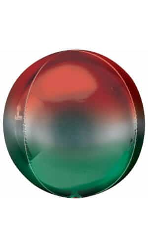 Orbz Ombré Red & Green Foil Balloon - 38cm x 40cm