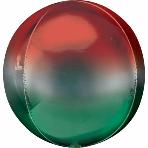 Orbz Ombré Red & Green Foil Balloon - 38cm x 40cm
