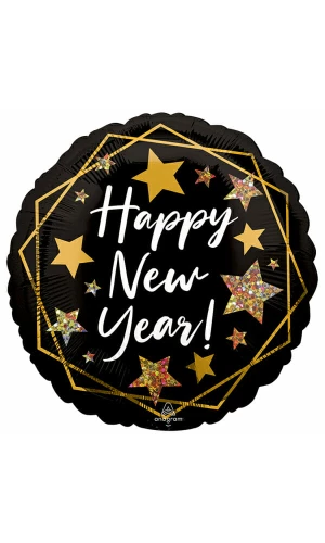 Happy New Year Gold Sparkle Foil Balloon - 18"/46cm