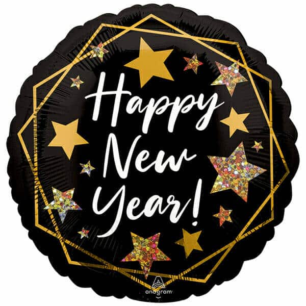 Happy New Year Gold Sparkle Foil Balloon - 18"/46cm