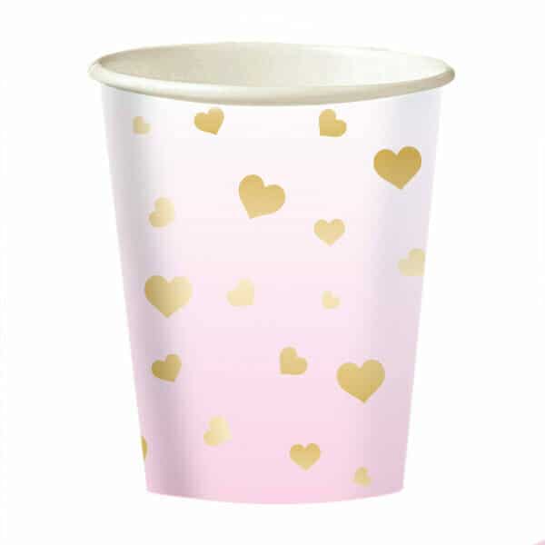 1st Birthday Pink Ombre Paper Cups 250ml - 8pk