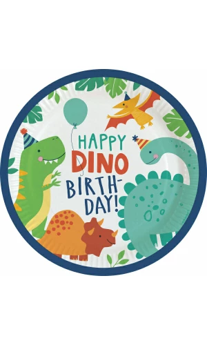 Dino-Mite Round Paper Plates 23cm - 8pk