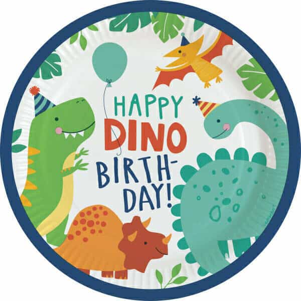 Dino-Mite Round Paper Plates 23cm - 8pk