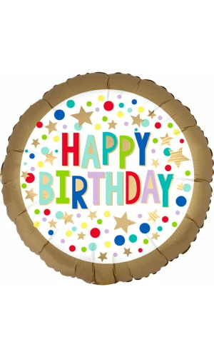 Gold Satin Marquee Dots Foil Balloon - 18"/46cm