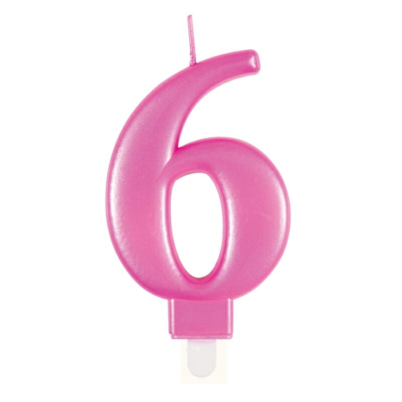 Metallic Pink Birthday Candle Number 6