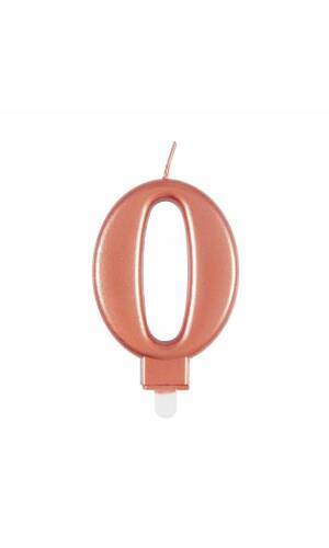 Metallic Rose Gold Birthday Candle Number 0