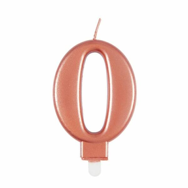 Metallic Rose Gold Birthday Candle Number 0