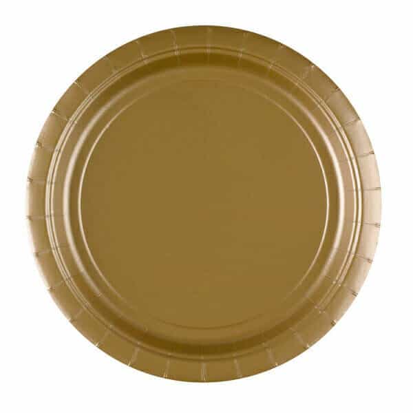 Gold Paper Plates 23cm - 8pk
