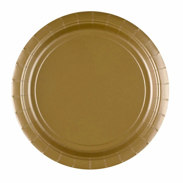 Gold Paper Plates 23cm - 8pk
