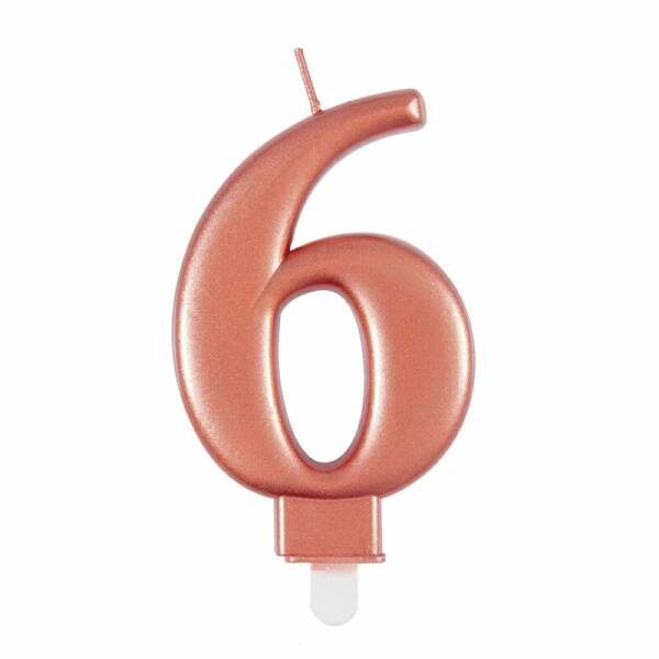 Metallic Rose Gold Birthday Candle Number 6
