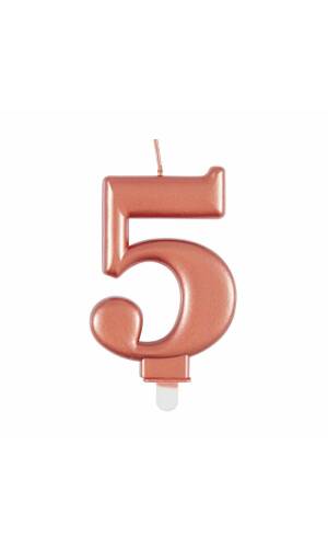Metallic Rose Gold Birthday Candle Number 5