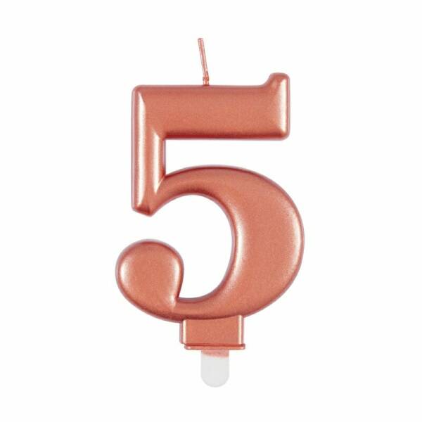 Metallic Rose Gold Birthday Candle Number 5