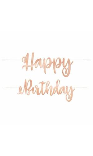 Rose Gold Script "Happy Birthday" Banner - 7ft