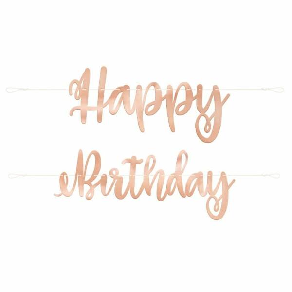 Rose Gold Script "Happy Birthday" Banner - 7ft