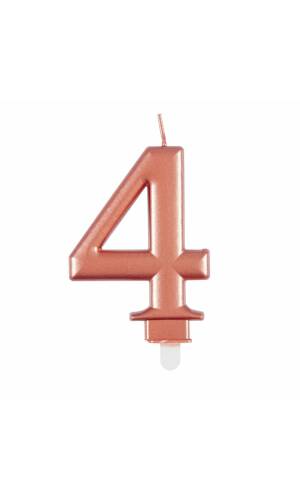 Metallic Rose Gold Birthday Candle Number 4