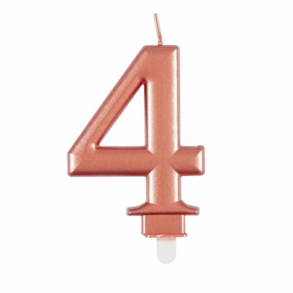 Metallic Rose Gold Birthday Candle Number 4
