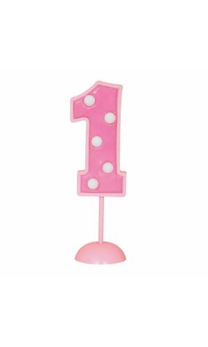 Flashing Number 1 Decoration - Pink