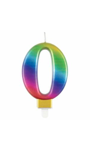 Metallic Rainbow Birthday Candle Number 0