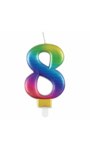 Metallic Rainbow Birthday Candle Number 8