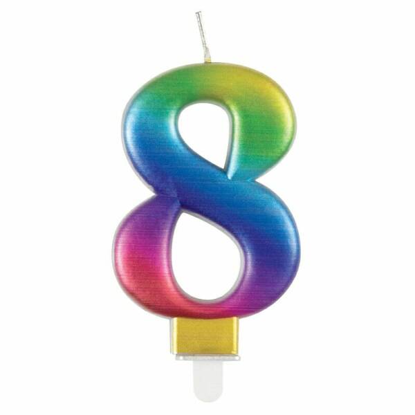 Metallic Rainbow Birthday Candle Number 8