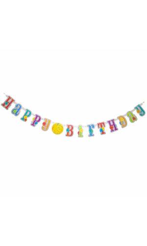 Happy Birthday Jumbo Jointed Banner with Number Stickers