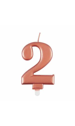 Metallic Rose Gold Birthday Candle Number 2
