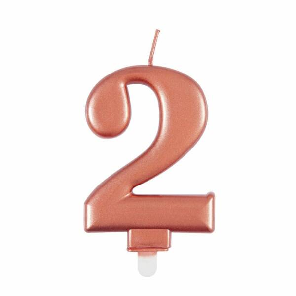 Metallic Rose Gold Birthday Candle Number 2