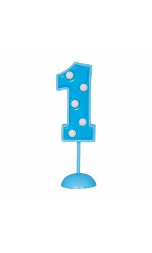 Flashing Number 1 Decoration - Blue