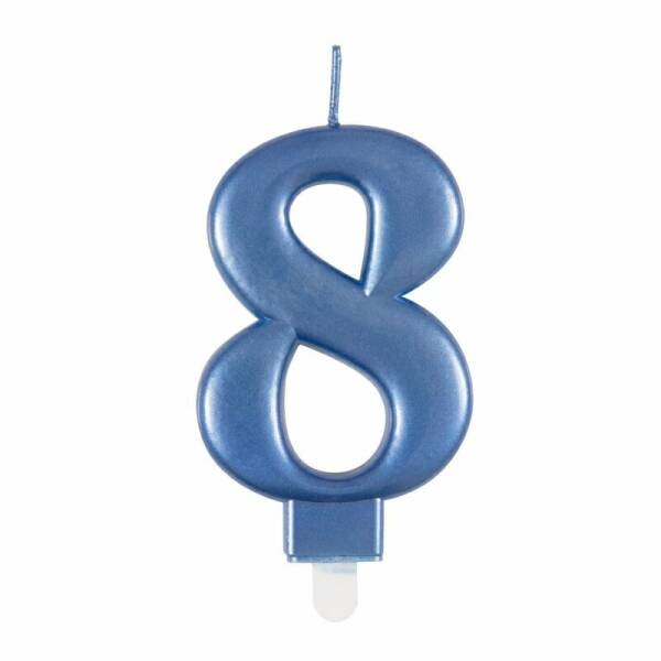 Metallic Blue Birthday Candle Number 8