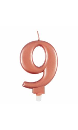 Metallic Rose Gold Birthday Candle Number 9