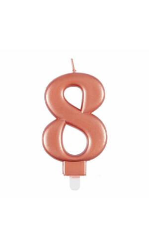 Metallic Rose Gold Birthday Candle Number 8