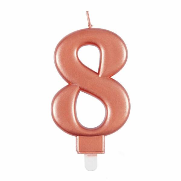 Metallic Rose Gold Birthday Candle Number 8