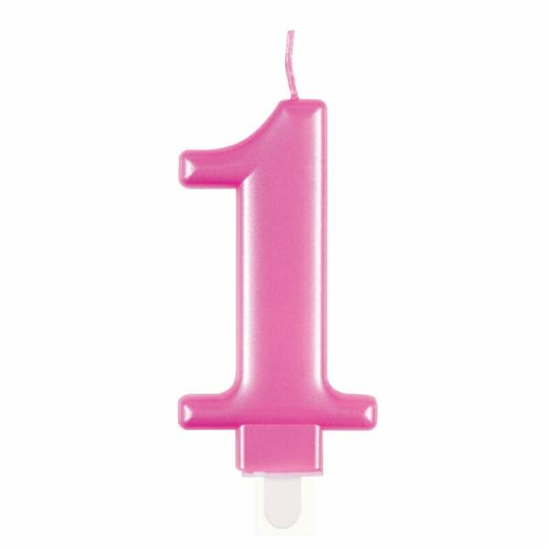 Metallic Pink Birthday Candle Number 1
