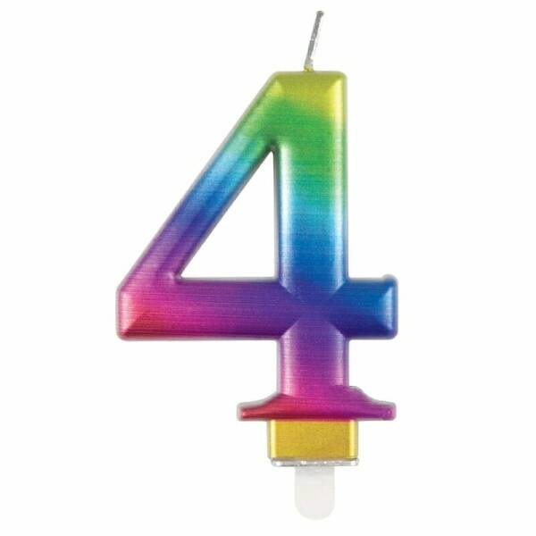 Metallic Rainbow Birthday Candle Number 4