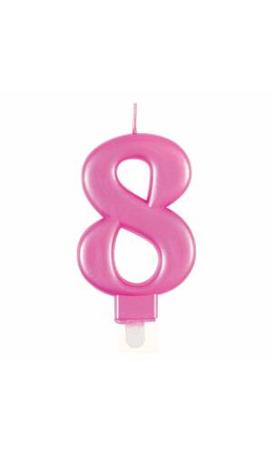 Metallic Pink Birthday Candle Number 8